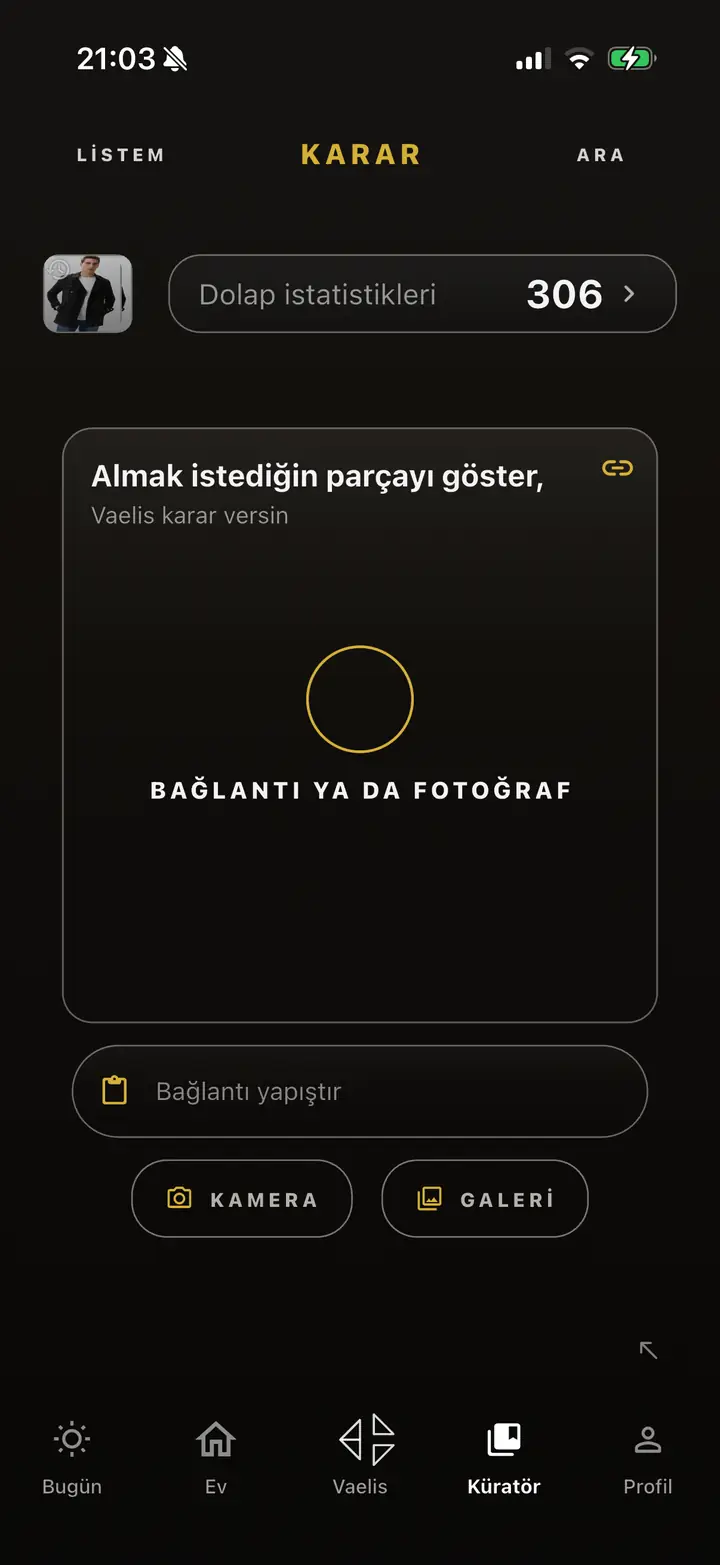 Karar ekranı — almak istediğin parçayı göster
